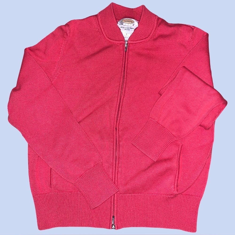 Talbots Pink Zip-Up Jacket Ribbed Cuffs size Small petite